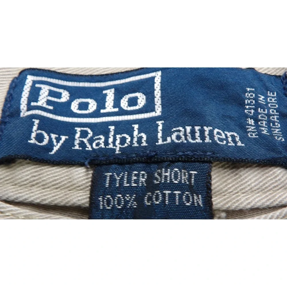 VTG Polo Ralph Lauren Tyler Shorts Men 38in Tan Classic Chino Pleated Cotton 90s